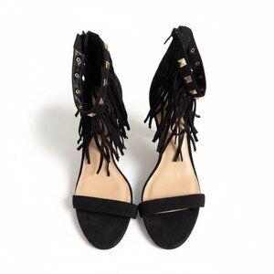 Wild Diva Ankle Strap Heels w/ Fringe Size 10